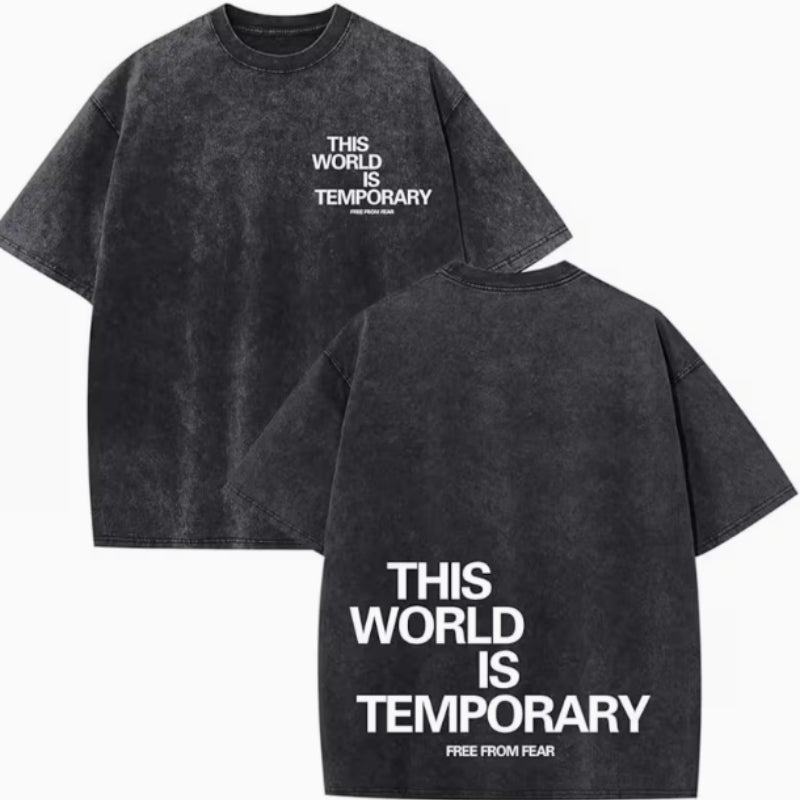 This World Is Temporary Washed Tee — CROZYX Dark Division