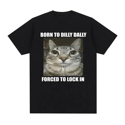 Lock In Cat Drop Shoulder Tee