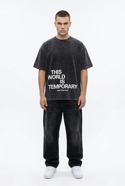 This World Is Temporary Washed Tee — CROZYX Dark Division