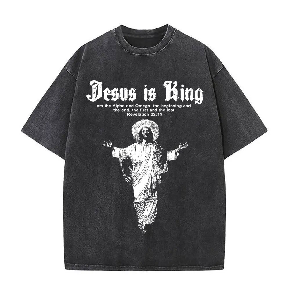 Jesus Is King Washed Tee — CROZYX Dark Division