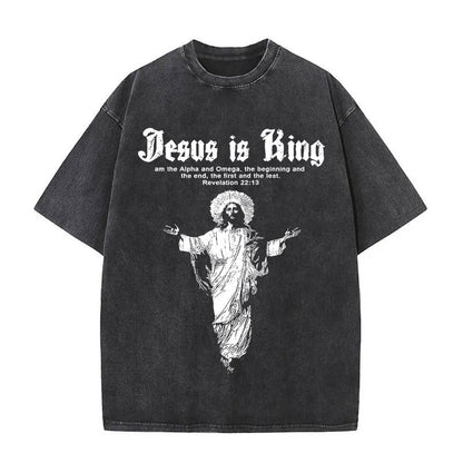 Jesus Is King Washed Tee — CROZYX Dark Division