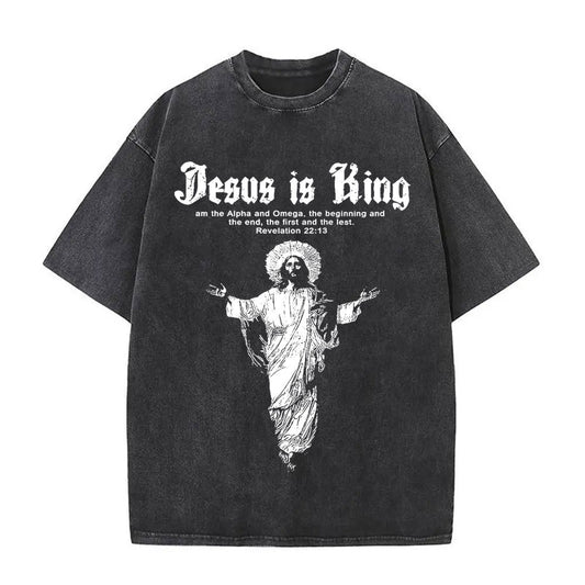 Jesus Is King Washed Tee — CROZYX Dark Division
