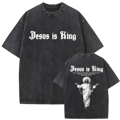 Jesus Is King Washed Tee — CROZYX Dark Division
