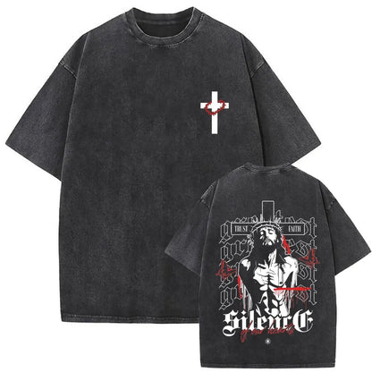 Jesus Is King Washed Tee — CROZYX Dark Division